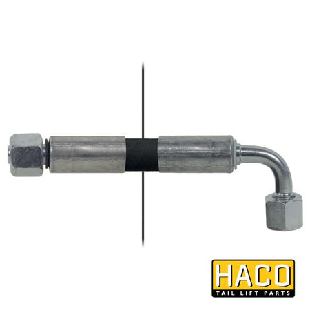 Hose N=8L/N=8L-90° 2000mm HACO, metal pipe detail, compatible with Ratcliff part 4611-133-1 for tail lift systems.