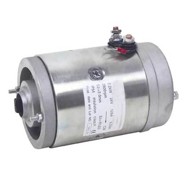 Electric Motor 24v (358047) close-up, showcasing the metal cylinder design, suited for Anteo Tail Lifts from Nationwide Trailer Parts Ltd.