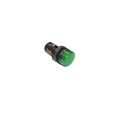Green light bulb with black base, serving as a control panel lamp or warning light for Anteo tail lifts, from Nationwide Trailer Parts Ltd.