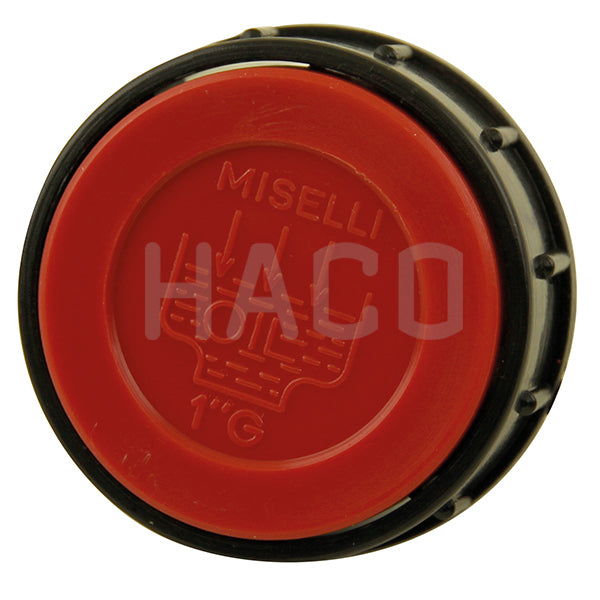Breather cap 3/4'' HACO designed for Dhollandia F002, featuring a red and black circular design suitable for large commercial trailers and vehicles.