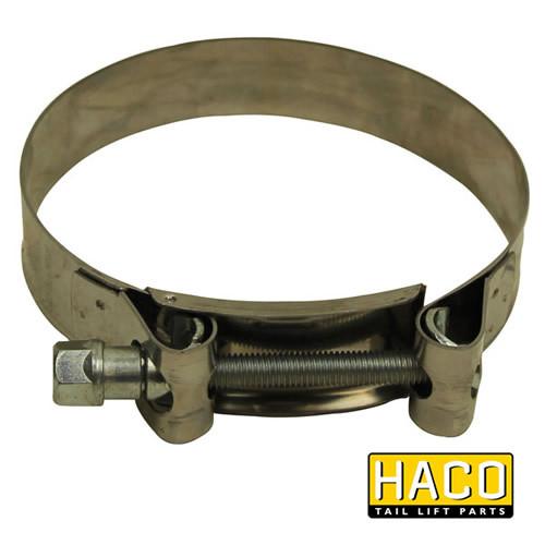 Clamp for Motor HACO suit M0120 (128-140mm), a metal hose clamp with a screw, designed for Dhollandia Tail Lifts.