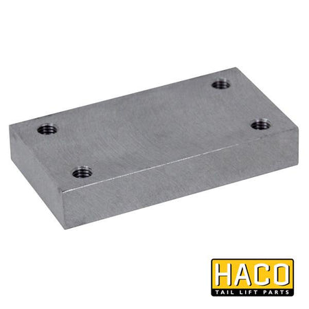 Retaining block HACO fits Ratcliff part 3357-159-0, shown as a metal plate with screws, ideal for Ratcliff Palfinger Tail Lift.