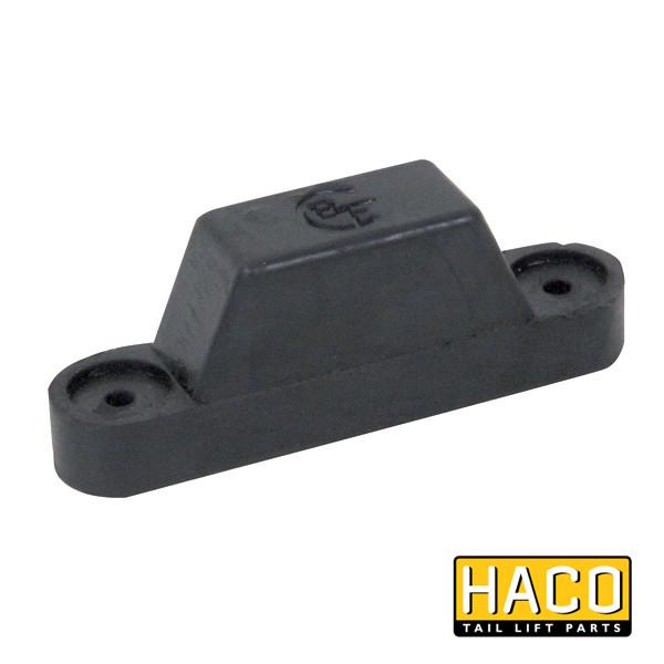 Rubber buffer HACO for Ratcliff Palfinger Tail Lift, featuring a black rubber design with a logo, alternative to Ratcliff part 5300.
