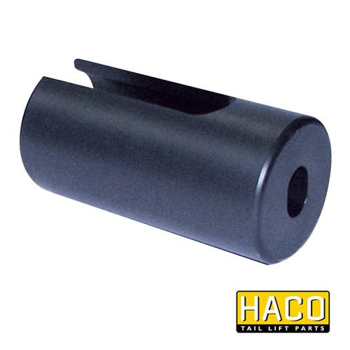 Sliding bush HACO to suit Dhollandia M0110, black metal cylinder with hole, interchangeable with Dhollandia part M0110, size Ø69/56-135mm.