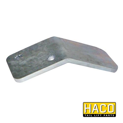 Handle pallet stop HACO for Dhollandia M0133, metal piece with hole, compatible with tail lifts. Ideal for commercial trailer parts from Nationwide Trailer Parts Ltd.