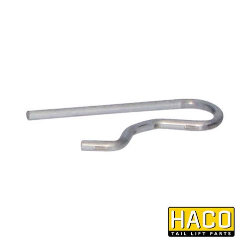 Spring pallet stop <2002 HACO, metal hook design, interchangeable with Dhollandia part VR012; suitable for trailer load restraint systems.