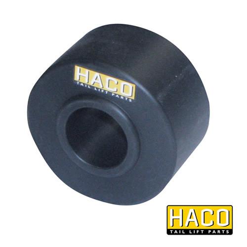 Platform roll Ø75/30-40mm HACO, compatible with Dhollandia part M1975.31, featuring a black wheel with logo, suitable for tail lifts.