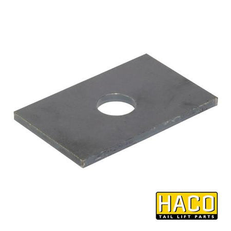 Washer bumper HACO, metal plate with hole, compatible with Dhollandia Tail Lifts, M0822.12 replacement part for commercial trailer maintenance.