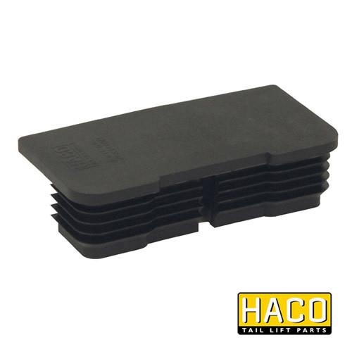 Cap HACO to suit Dhollandia M0495L, black rectangular object, size 100x50mm, designed for tail lifts, interchangeable with Dhollandia part M0495L.