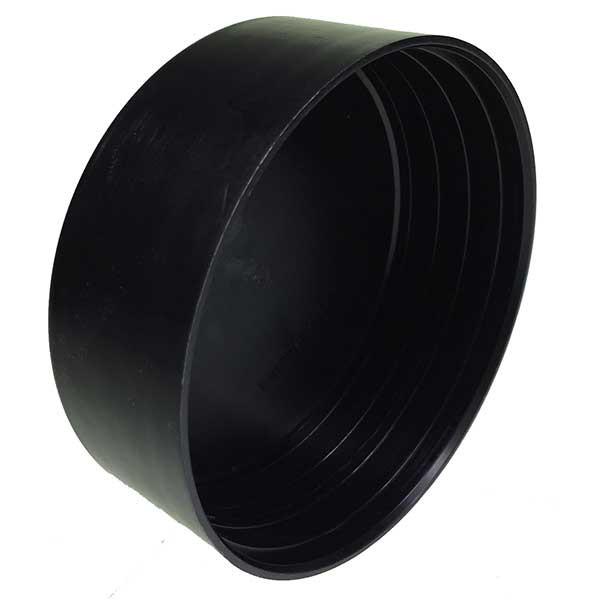 Closing Cap 100mm Bumper Tube, black plastic, external fitting, replaces Dhollandia part M0600. Ideal for commercial vehicle trailer maintenance.