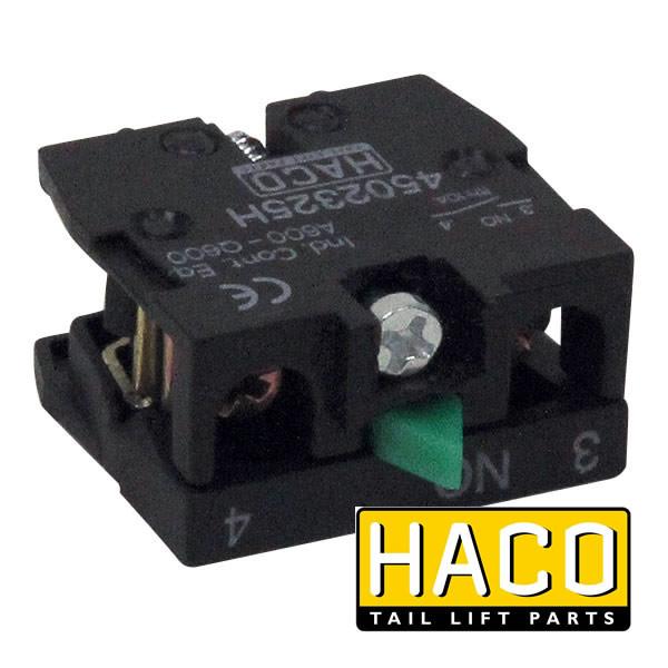 Contact NO HACO device with green button, designed to fit Ratcliff Palfinger Tail Lift model 2651-015-4, available at Nationwide Trailer Parts Ltd.