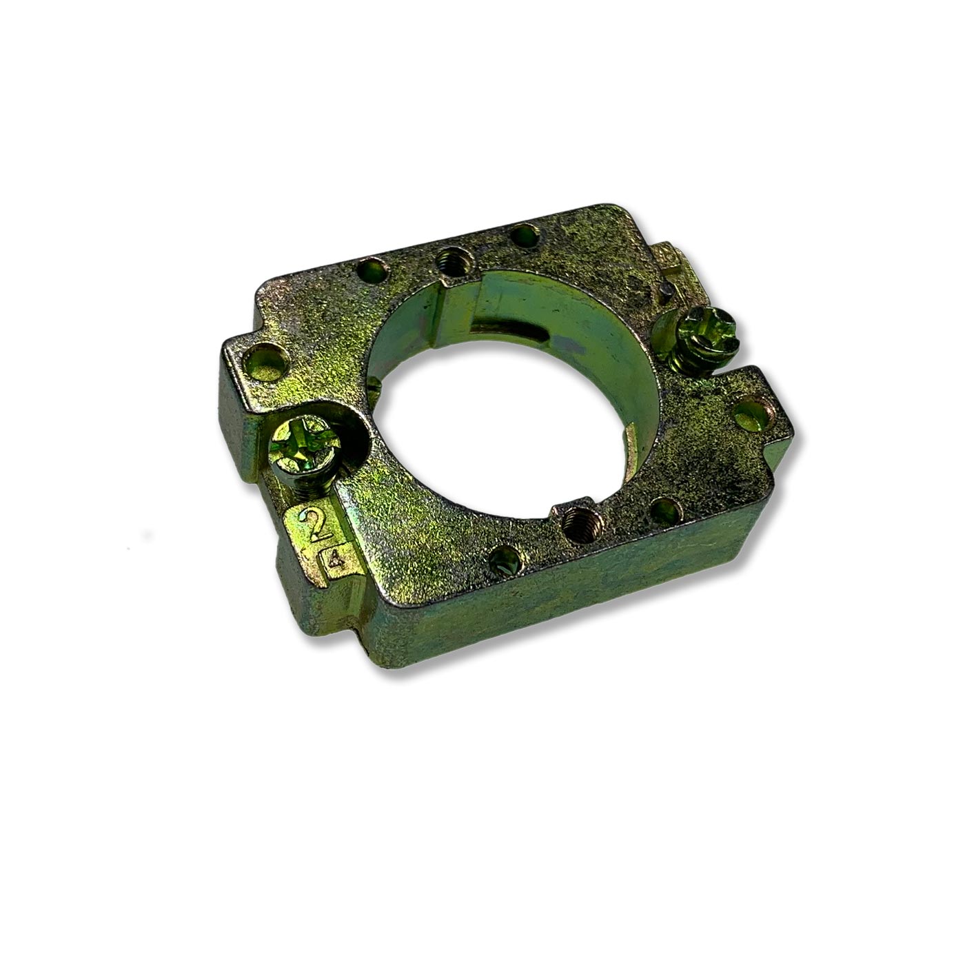 Mounting Frame HACO, a circular metal component with a central hole, designed for electronic applications in commercial trailers and vehicles.