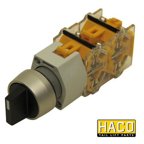 Close-up of Rotary/Selector Switch HACO, compatible with Dhollandia E0330, featuring a 3-position I-O-I configuration for tail lifts.