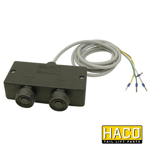 Interior Control 2 Button for Dhollandia Tail Lifts E0189.H, featuring a black box with three buttons and visible connectors.