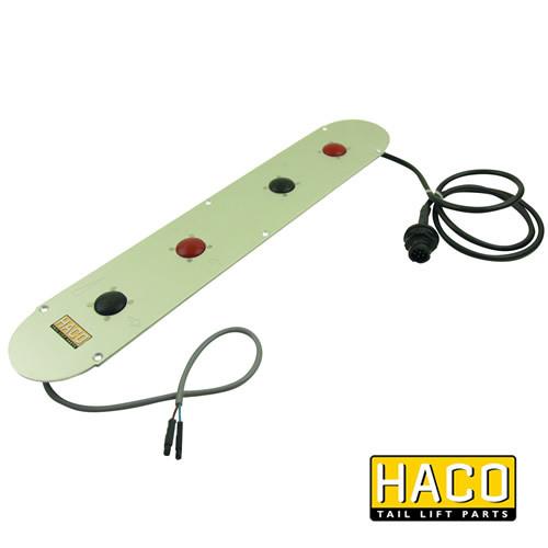 Footcontrol [S075+S076+S090] HACO, a tool with buttons and cables, compatible with Dhollandia tail lifts, interchangeable with parts E0759.R.CLR and E0777.R.CLR.