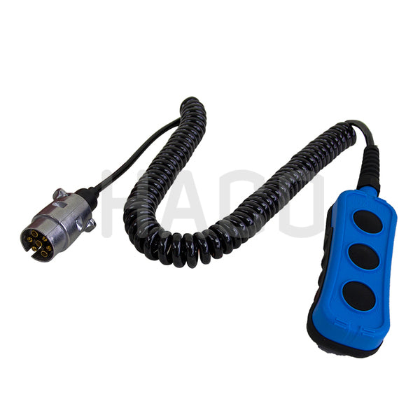 Control 3 Button hydraulic Haco for Dhollandia, part no. E0784.H, featuring a blue and black cable, ideal for commercial trailers.