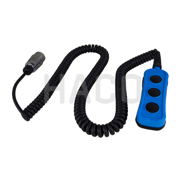 3 Button Control Hydraulic Haco Long Lead, compatible with Dhollandia E0784.HL, featuring a blue and black cord with integrated button controls.