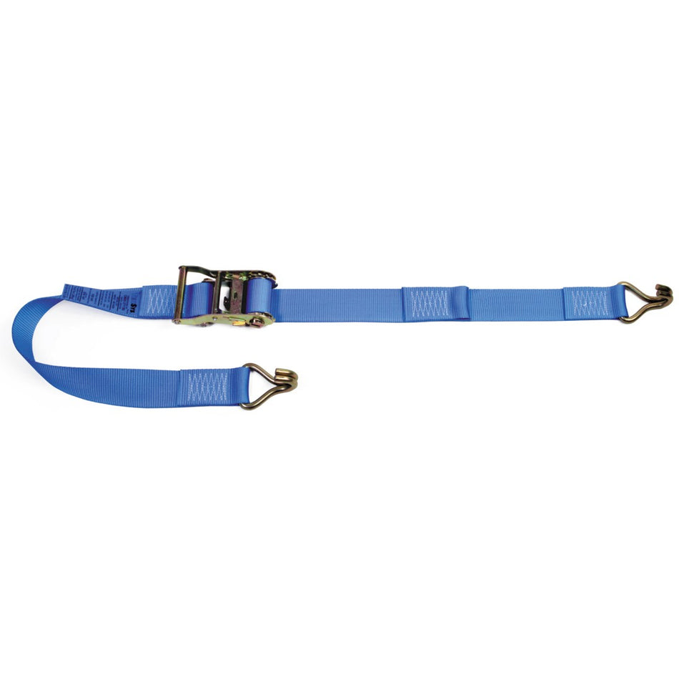 IBV50-5 Internal Box Van Strap with metal hook, polyester webbing, and powerful ratchet buckle for secure load restraint in commercial trailers.