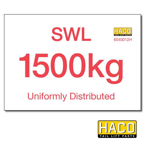 1500kg SWL Label HACO , Generic Tail Lift & Electrical Parts - HACO, Nationwide Trailer Parts Ltd