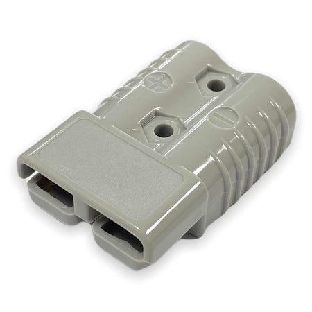 175A Anderson Style Connector plug for tail lifts, featuring a grey plastic design with holes, suitable for 35mm cables and includes two contacts.