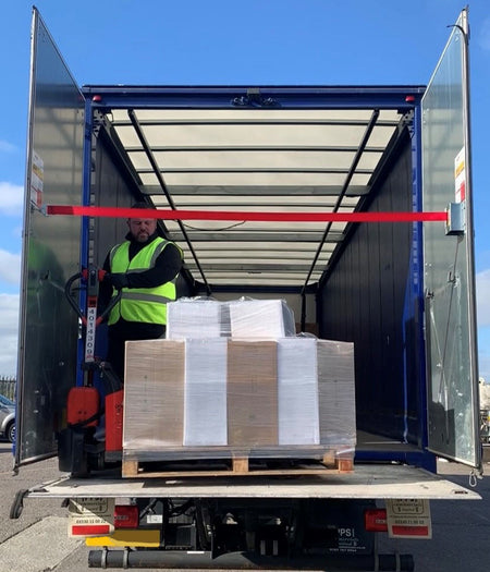 Tail Lift Stay Safe - Fall Protection system shown loaded on a truck, enhancing driver and public safety with easy installation and operation.