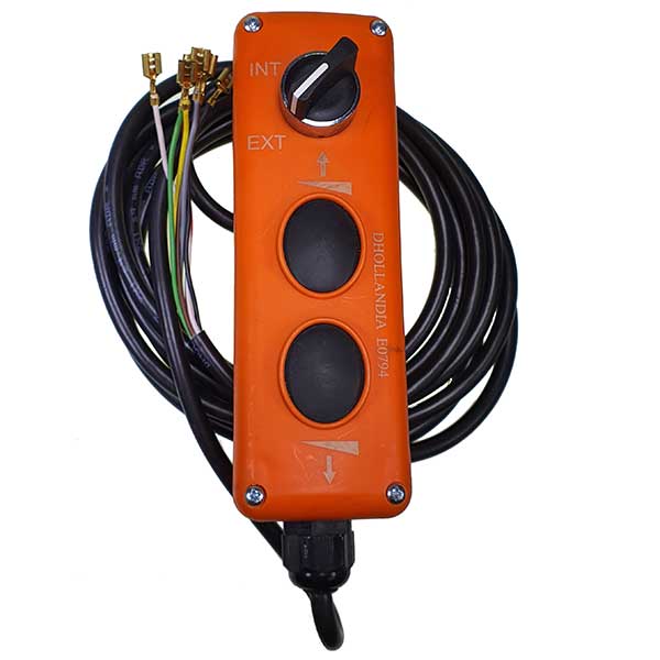 Interior control box with changeover switch and wiring loom, featuring buttons and visible black knobs and cables. Ideal for commercial vehicle control systems.