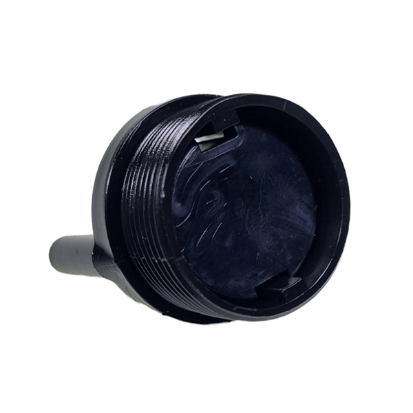 Fixation push button E0830, a black plastic component with a handle, designed for commercial trailer parts, available at Nationwide Trailer Parts Ltd.