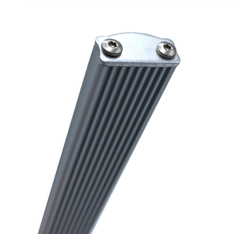 LED Interior Light Strip, metal object close-up, compact design, ideal for vehicles, available in 300-1000mm sizes, 12/24V options, high output, aluminium case.