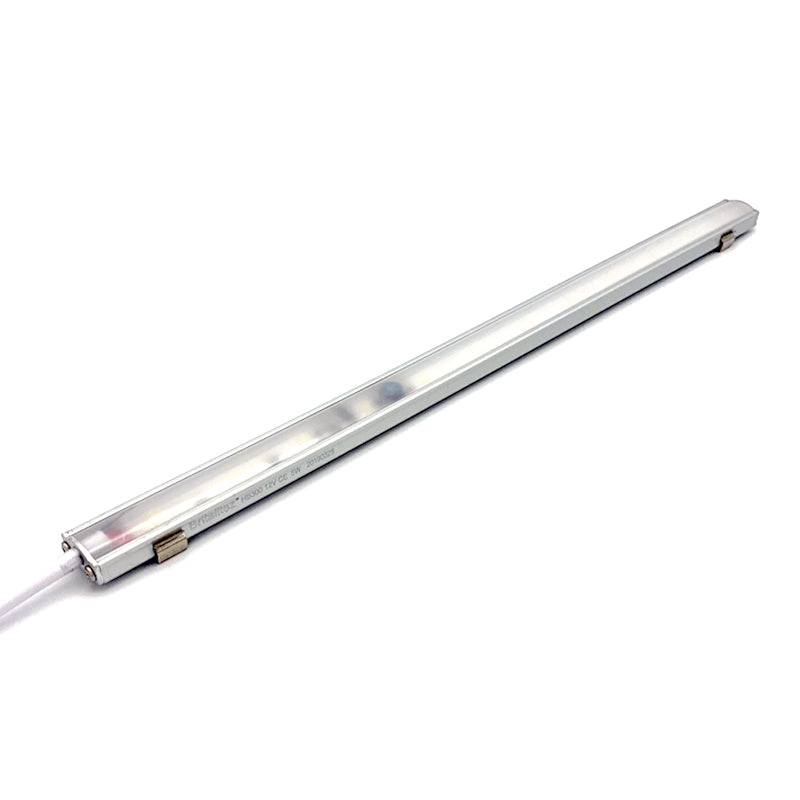 LED Interior Light Strip with aluminium casing and fixed plastic diffuser, available in 300, 500, or 1000mm. Designed for vehicle installation with high brightness LEDs.