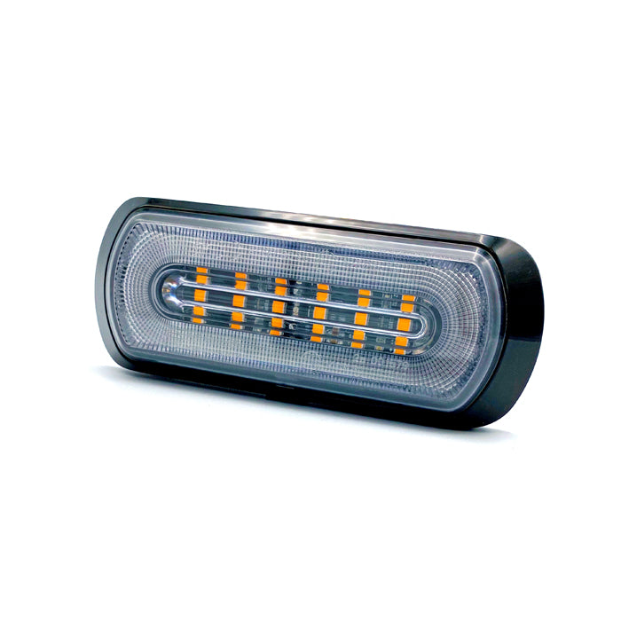 Close-up of the Halo Ring Dual Function Warning & Marker Light, showcasing its LED strobe and marker features, ideal for commercial vehicle safety and visibility.