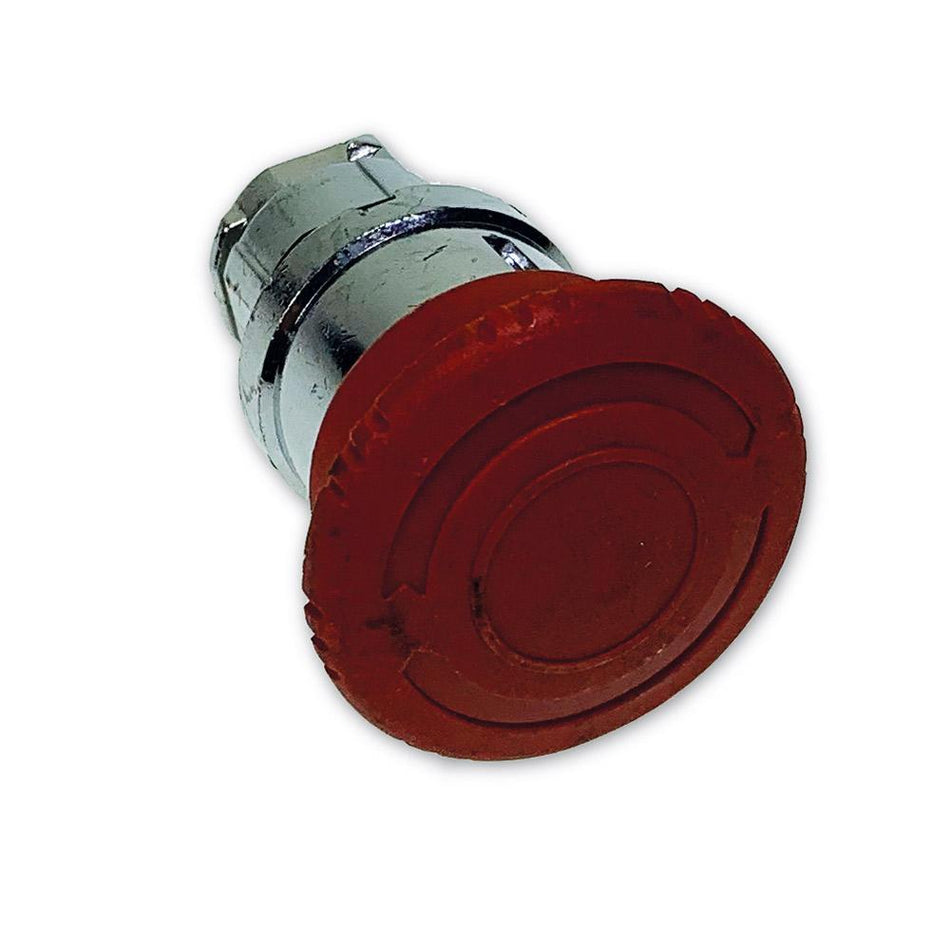 Close-up of the Emergency Switch for Dhollandia Tail Lifts, featuring a red button and a red and silver connector.