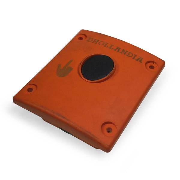 Single Button Control Box (Empty) for Dhollandia Tail Lifts, featuring a distinctive black circle design, ready for customization with contacts (sold separately).