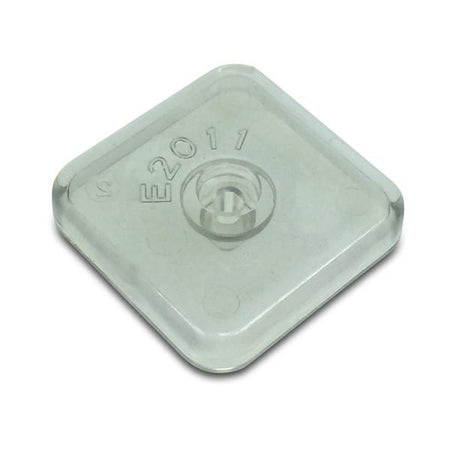 Lens fuse-holder 2008 for Dhollandia Tail Lifts, featuring a clear square design with a central hole, suitable for commercial trailer applications.