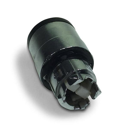 Key switch 3 POS. II-0-I TM, a close-up of a black metal cylinder, designed for Dhollandia Tail Lifts by Nationwide Trailer Parts Ltd.