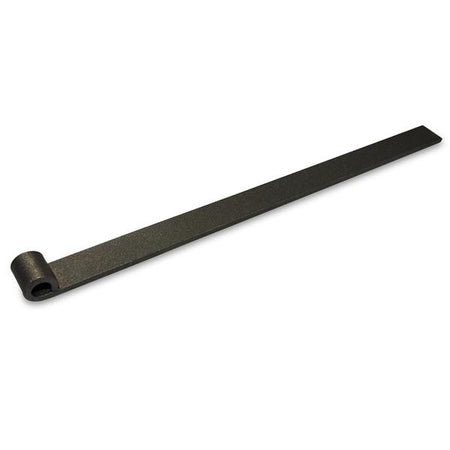 Straight Hinge (12mm eye), 450mm length, 30mm height, 6mm depth, black metal tool for trailer parts, suitable for commercial vehicle applications.