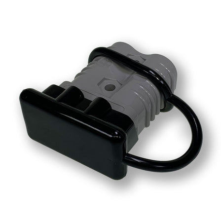 Rubber Dust Cover for 175amp Anderson Plugs, featuring a black cable, designed for protection and durability in commercial trailer electrical connections.