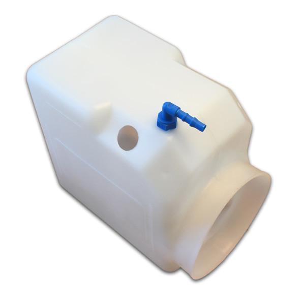 RFP Micro Pack Tank for Del Tail Lifts, featuring a white plastic container with a blue tube and valve, ideal for large commercial trailers.