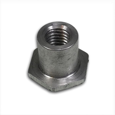 Close-up of a metal hinge bush swing point, ø15x17.5mm, designed for Dhollandia tail lifts, showcasing its central nut and fastener features.