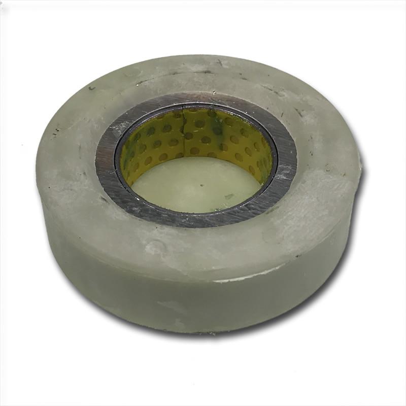 Roller - Sliding Bracket (SKS), featuring a white tape with a yellow center, designed for compatibility with Dhollandia Tail Lifts, seen in close-up detail.