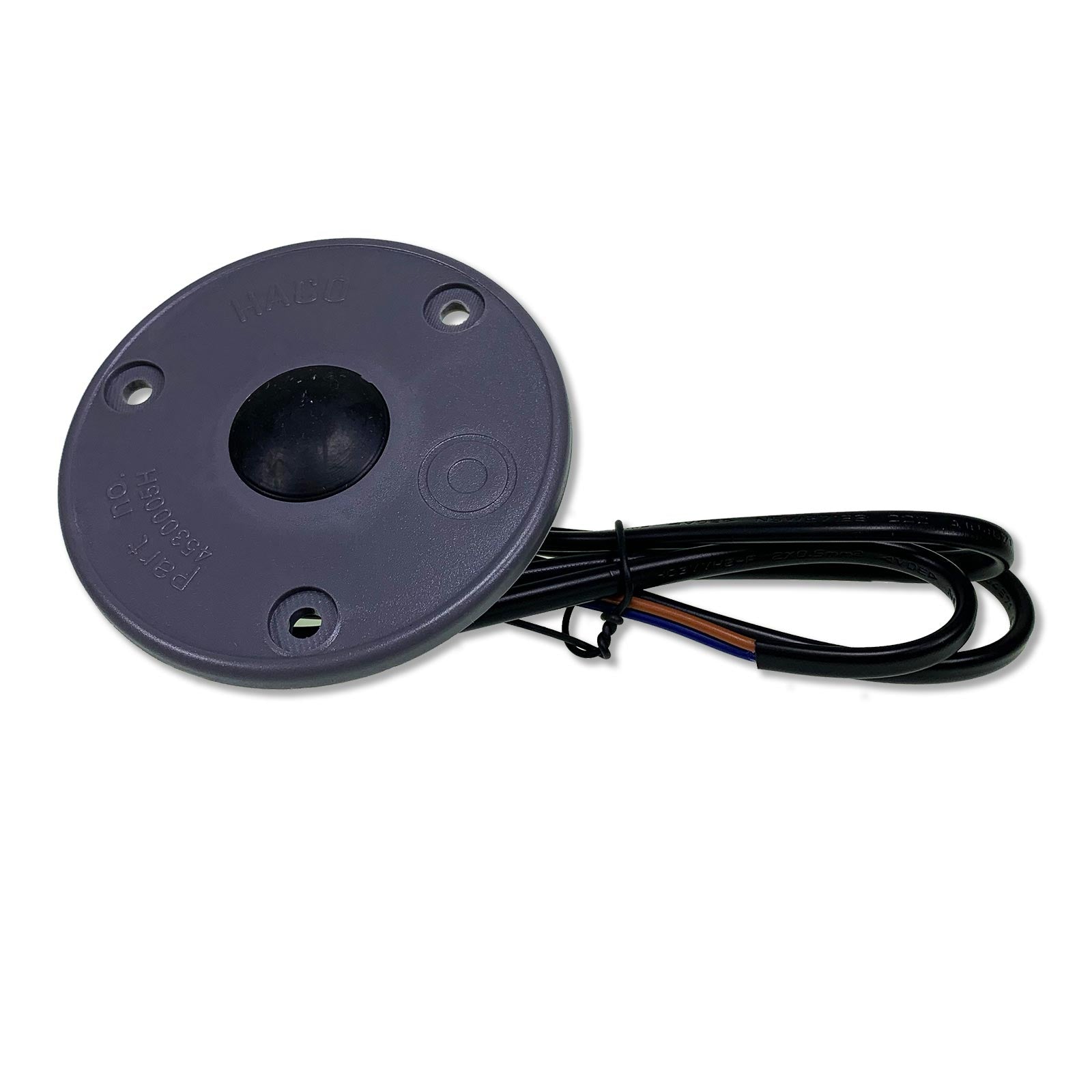 Foot Control ''Neutral'' HACO for Anteo Tail Lifts, featuring a round design with integrated wire, suitable for commercial trailer applications.