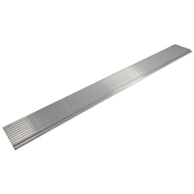 Pallet Stop - Left Auto; a long silver metal tool designed for securing pallets on trailers.
