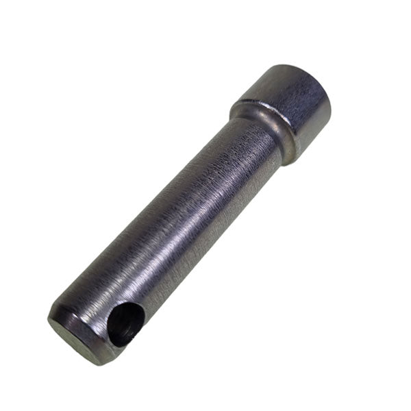 Pin Hinge 12x59mm, metal cylinder with hole, designed for Dhollandia ramps, essential for large commercial trailer hardware.