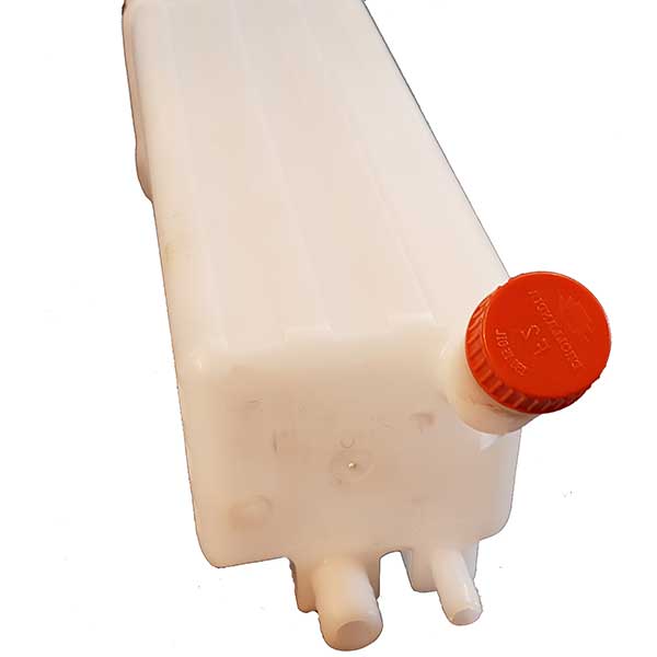 Tank Left 150 7L, a white plastic container with a red cap, designed for large commercial trailers and vehicles.
