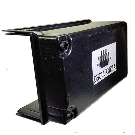 Power Pack Cover RP10, a black metal box with a white label, designed for Dhollandia trailers, available from Nationwide Trailer Parts Ltd.