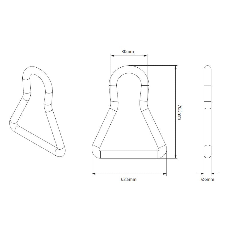 50mm Waist Ring sketch, featuring a triangular and keyhole design, part of high-quality commercial trailer parts from Nationwide Trailer Parts Ltd.