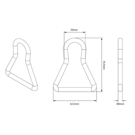 50mm Waist Ring sketch, featuring a triangular and keyhole design, part of high-quality commercial trailer parts from Nationwide Trailer Parts Ltd.