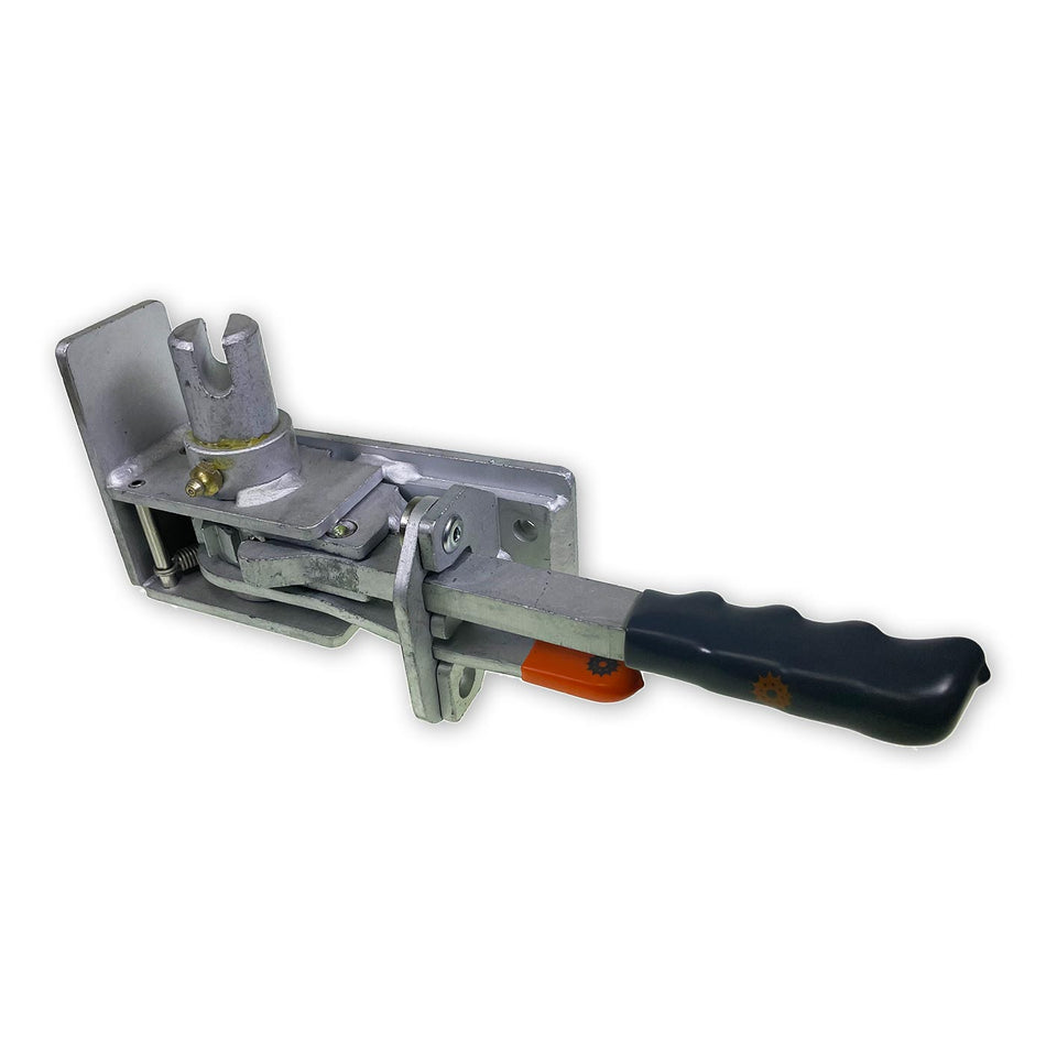 R45L Ratchet Tensioner with black handle, designed for S Cartwright & Son, featuring a 30mm spindle and 10mm slot, zinc-plated finish.