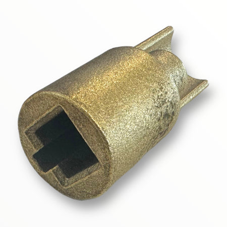 Brass Bottom Square Drive Adaptor for 27mm Curtain Poles with square hole, suitable for large commercial trailers, emphasizing quality and reliability.