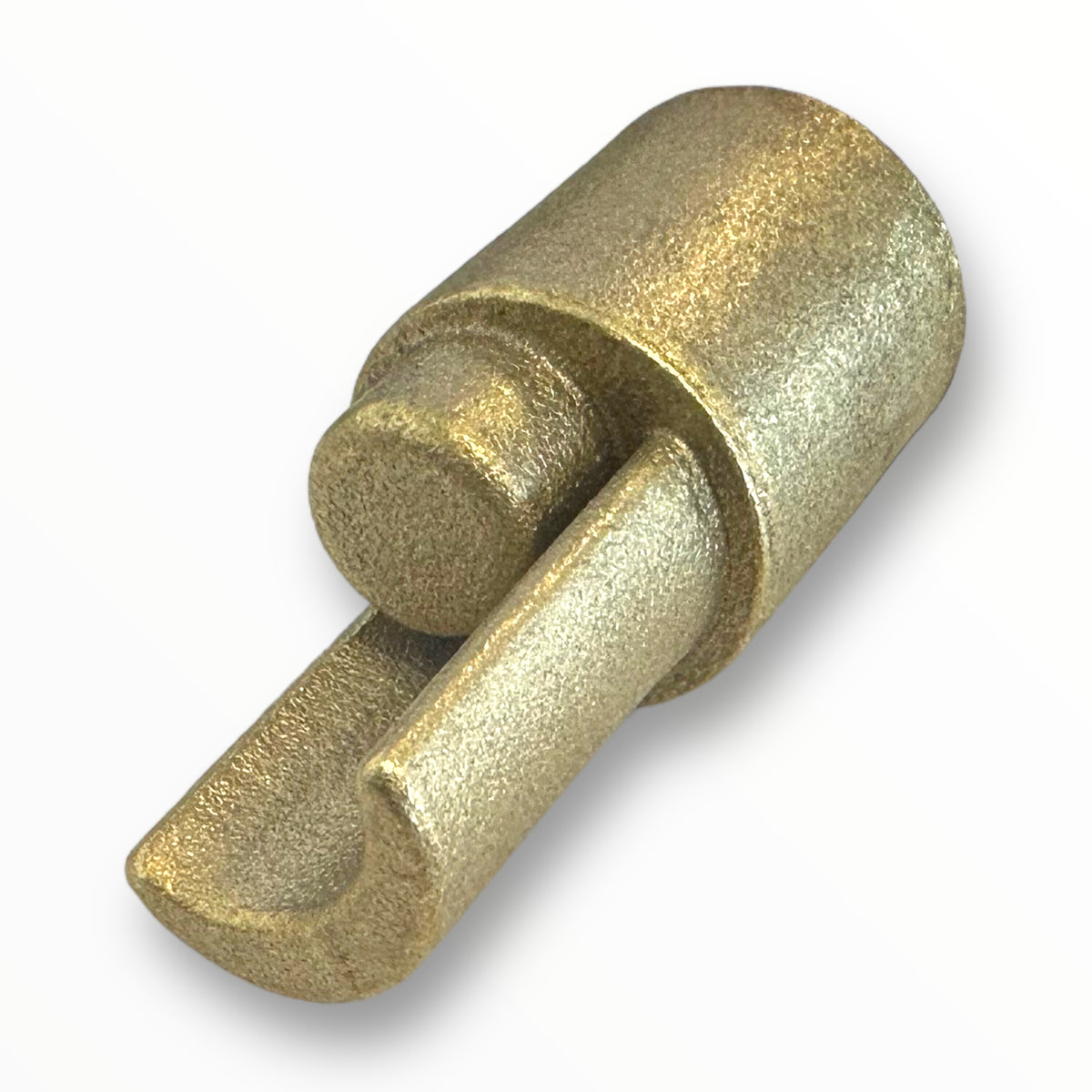 Brass Bottom Square Drive Adaptor for 27mm Curtain Poles, featuring a gold metal structure with a spherical element, ideal for household hardware applications.