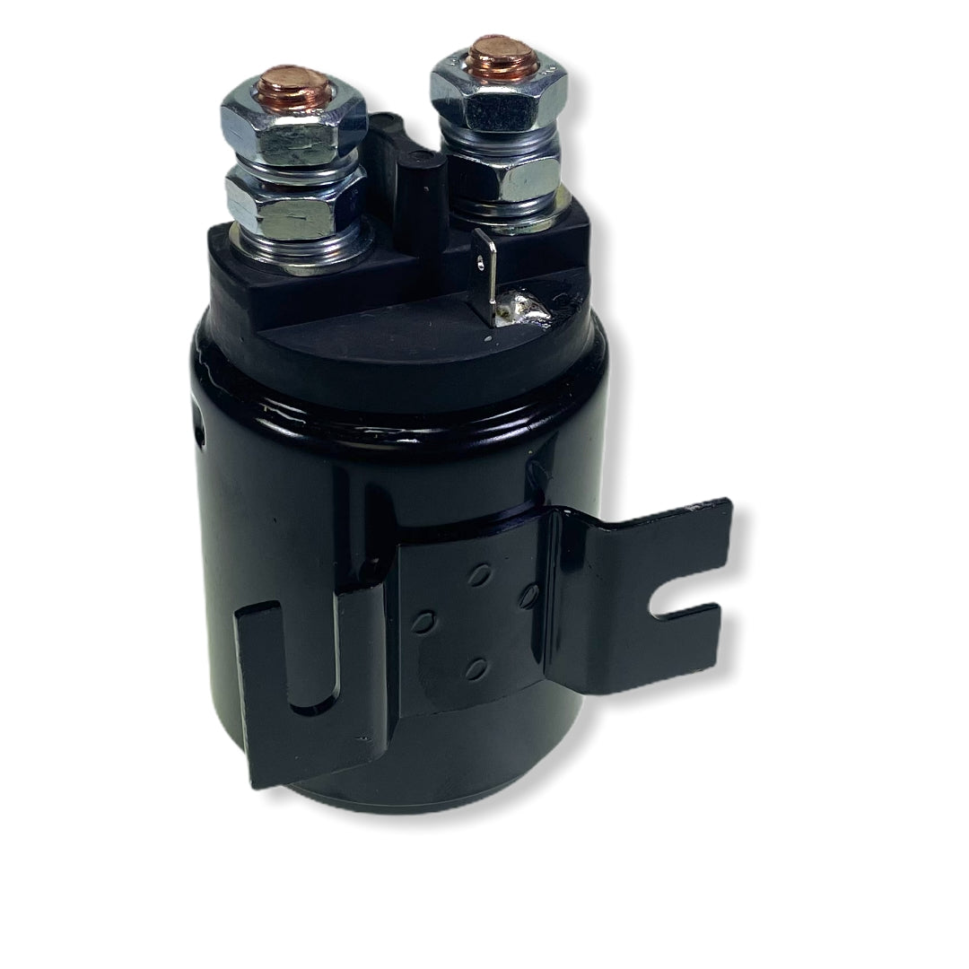 Starter Solenoid 24V 300 AMP by Haco, featuring a black metal electrical device with visible cylindrical and metal components. Ideal for commercial vehicle systems.